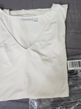 Susan Graver Women's Plus Size 4X Vintage Ivory V-Neck Sleeveless Tank Top